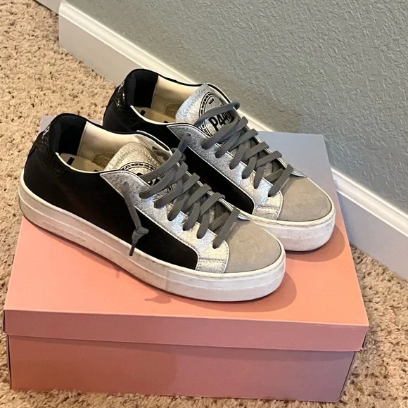 P448, Silver/Black Sneakers, Size 39 - Picture 3 of 9